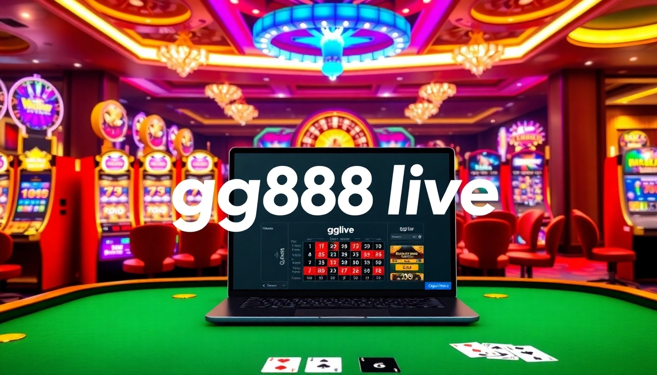 Experience the excitement of gg88 live in a vibrant online casino setting filled with slot machines.