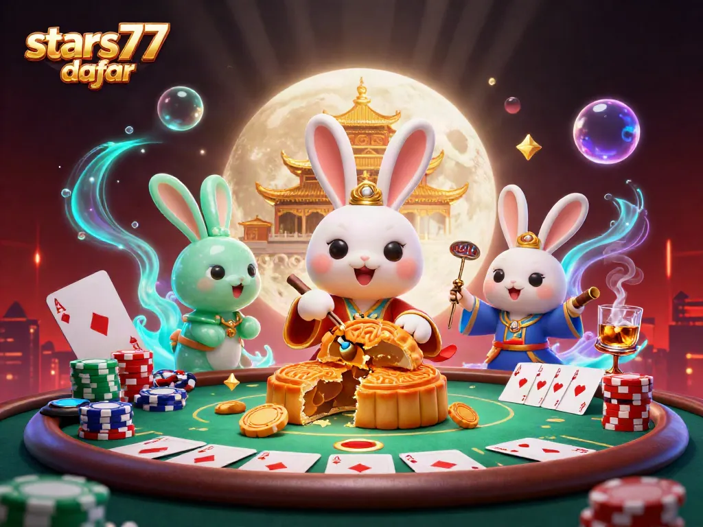 Taruhan seru di stars77 daftar, dengan simbol keberuntungan dan permainan menarik yang penuh warna.