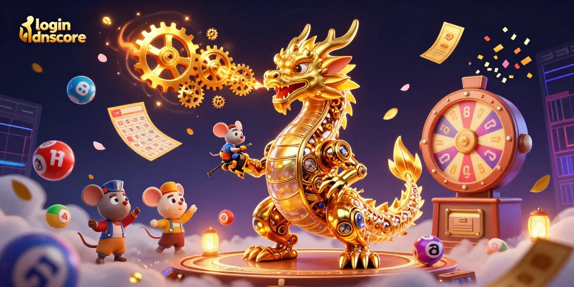 Engage with thrilling gaming experiences on login idnscore featuring dynamic lottery elements and a golden dragon.