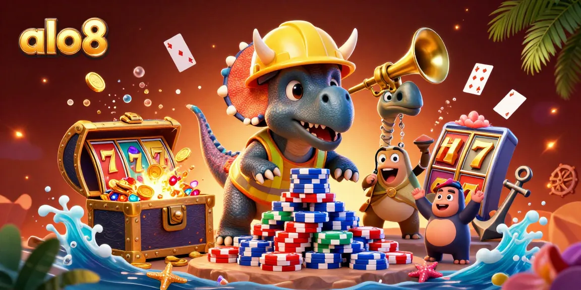 Engage with the exciting world of gambling at alo8 with a vibrant casino-themed 3D illustration