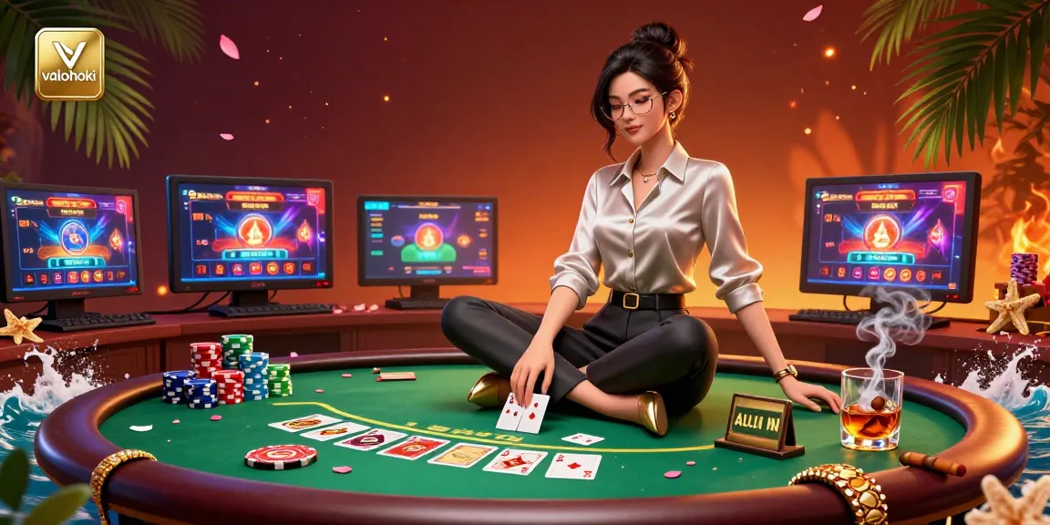 Engage in thrilling casino action with valohoki's interactive high-stakes poker setup, showcasing vibrant gaming details.