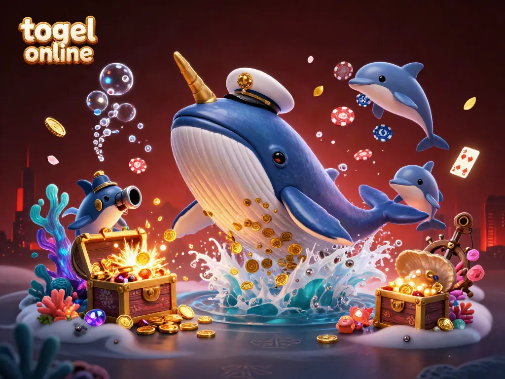Menangkan togel online dengan ilustrasi 3D yang penuh warna dan detail, menampilkan karakter laut yang menarik.