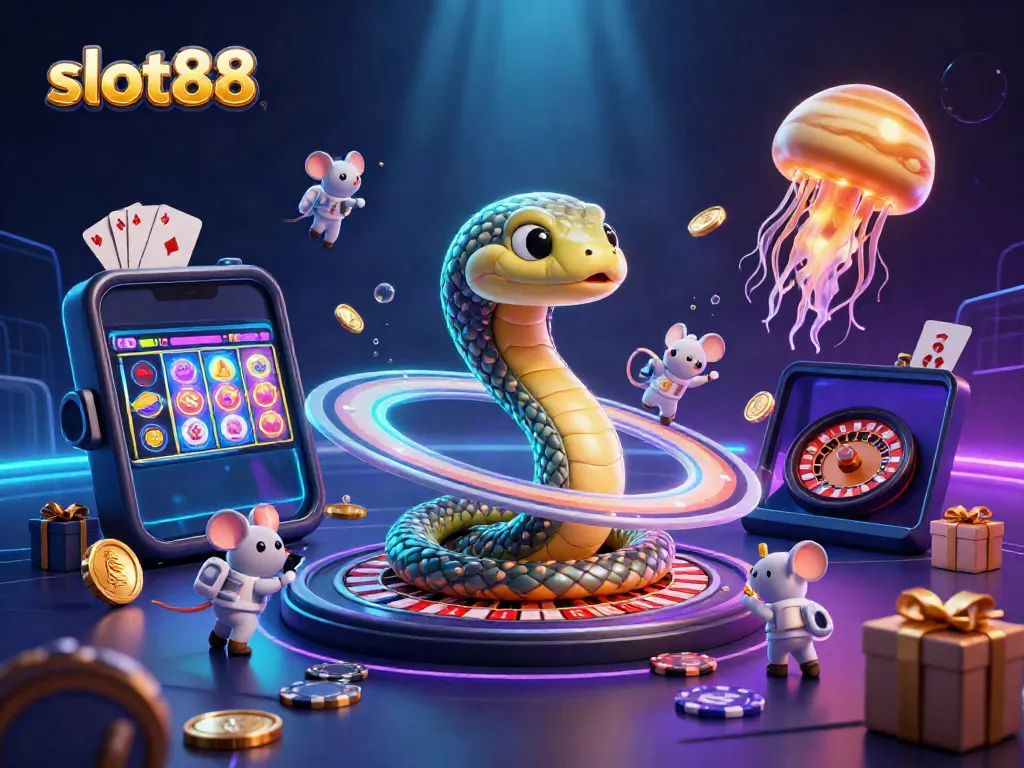 Experience thrilling gameplay with slot88 in a vibrant cosmic casino scene.