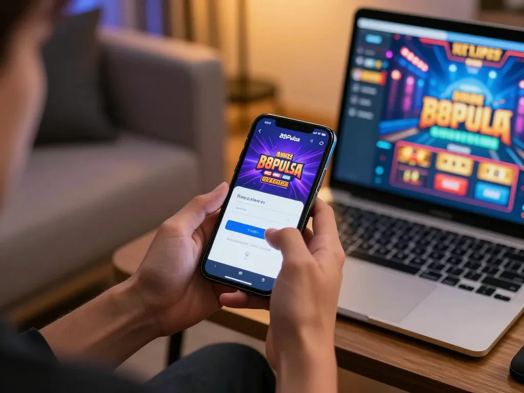 Engaged player preparing for 88Pulsa login on their smartphone, showcasing a dynamic online gambling experience.