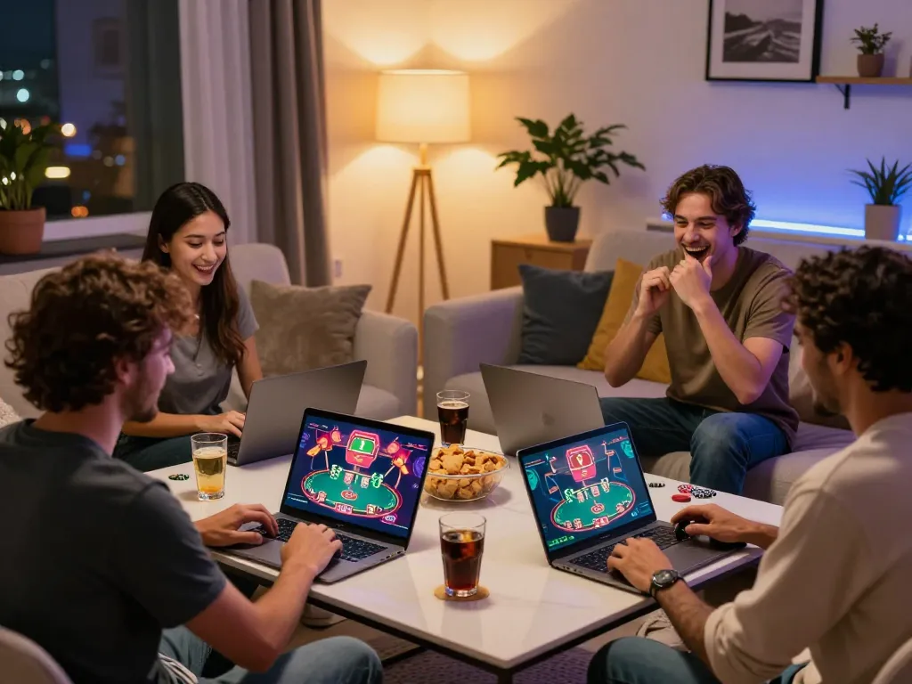 Players enjoying an intense online poker game session on oli4d, showcasing vibrant graphics and lively atmosphere