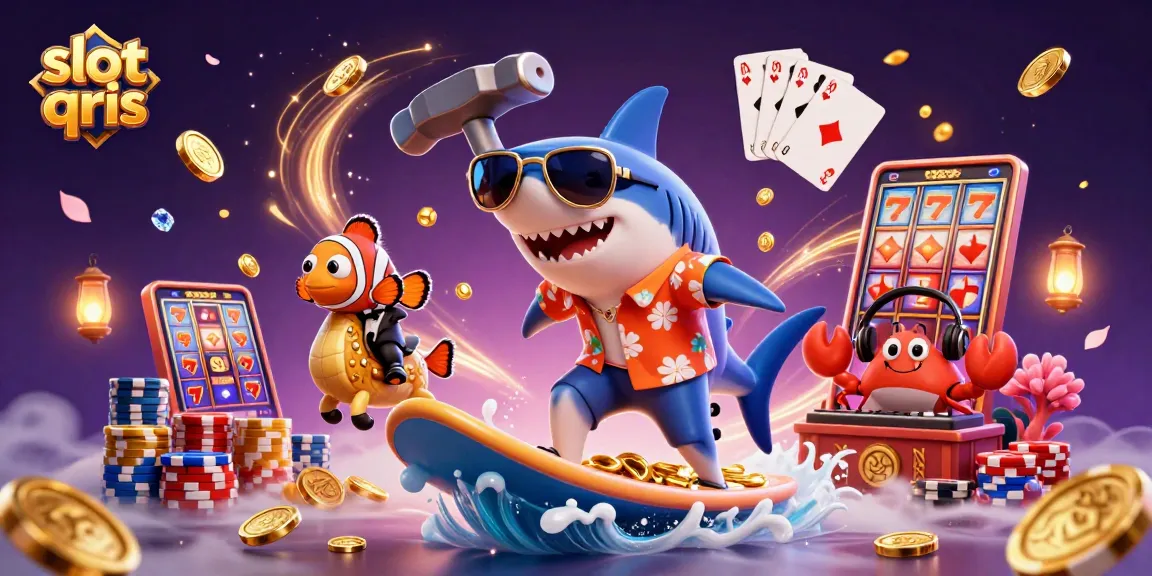 Experience thrilling wins with slot qris, featuring vibrant 3D characters and casino elements.