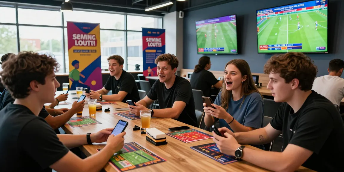 tempototo daftar for sports betting enthusiasts enjoying live matches and placing bets in a vibrant lounge.
