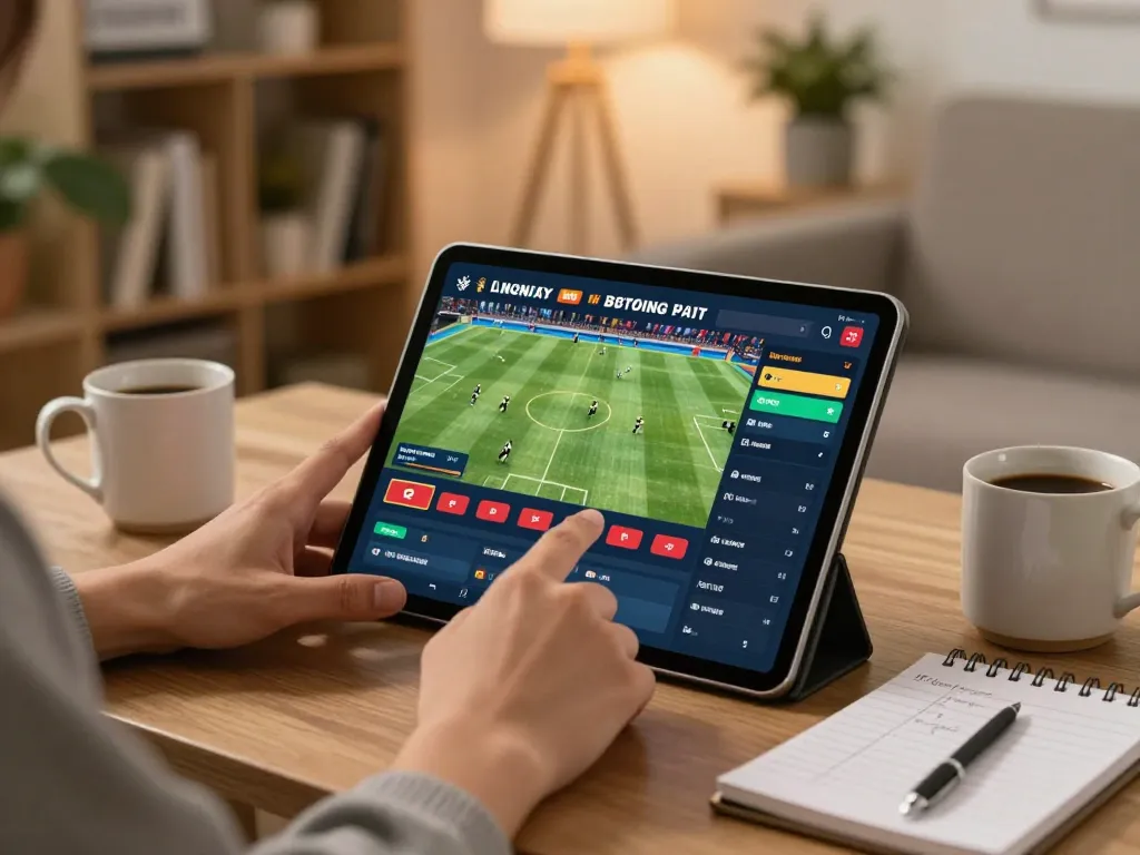 llwin sports betting experience on tablet in cozy living room atmosphere with strategic setup