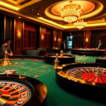 Players engaging with sbobet login terbaru at an elegant casino table surrounded by poker chips and chips.