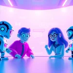 Engaging AI interaction scene showcasing Crush on AI with vibrant characters and chat interface.