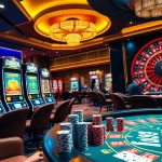 Experience thrilling IDNslot gaming with vibrant slot machines and engaged players at a luxurious casino.