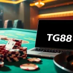 Experience the excitement of online gambling with the tg88 link highlighted on an elegant casino table surrounded by poker chips.