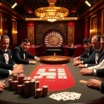 Pemain yang terlibat dalam aksi poker taruhan tinggi di vipforbest.com/ru/settlepay/registration dengan elemen kasino yang berwarna-warni.