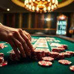 Engaging scene of players strategizing in a qq dewa poker game with vibrant chips and cards.