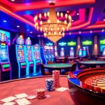 Engaging scene showcasing the thrill of nama nama situs judi slot online with vibrant slot machines and casino elements.