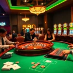 Exciting gameplay at SC88-themed casino table with poker chips and roulette.