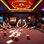 E2bet's captivating gaming scene featuring poker chips and cards on a luxurious table.