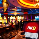 Experience thrilling gameplay with BK8 at vibrant casino tables and slot machines.