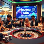 Enjoying a thrilling game at Luong Son TV's casino with vibrant poker chips and roulette excitement.
