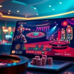 Experience the thrill of Nhà cái XX88 with dynamic online gambling visuals of roulette and poker.