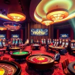 Engaged players enjoying a dynamic gaming atmosphere at Nohu casino, featuring roulette and slot machines.