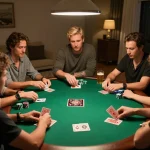Players enjoying a poker game at home, showcasing 23WIN as a top choice for online casino fun.
