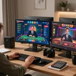 Engaging online gaming at https://hi88.casino/ with a player celebrating a win, highlighting strategic play.