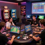 Exciting online gaming scene featuring diverse players enjoying ligasedayu's vibrant casino experience.