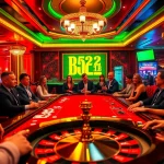 Exciting gameplay at B52 Club's premium casino table with players and vibrant decor.