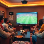 Exciting football fans enjoying Luong Son TV's live match experience in vibrant colors.
