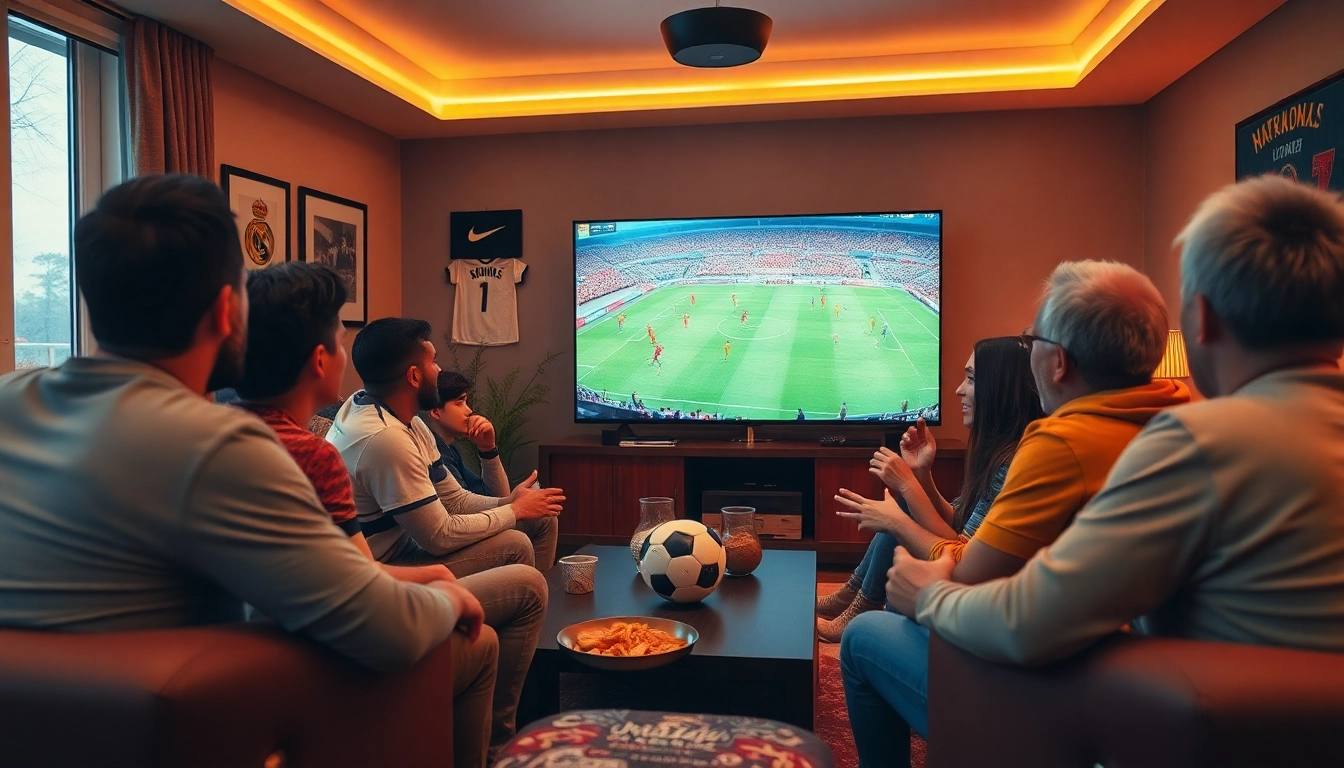 Exciting football fans enjoying Luong Son TV's live match experience in vibrant colors.