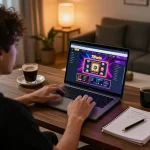 Engaging in online gaming at 78win, showcasing an immersive and comfortable setup for strategic betting
