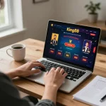 Player analyzing strategies on King88 online casino while enjoying a cozy home setup.