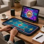 Experience dynamic gameplay with 78win on a tablet showcasing live roulette interface at home