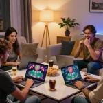 Players enjoying an intense online poker game session on oli4d, showcasing vibrant graphics and lively atmosphere