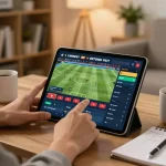 llwin sports betting experience on tablet in cozy living room atmosphere with strategic setup