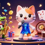 Play and win big at deluna4d with vibrant casino characters performing together amidst dynamic gambling elements.