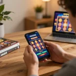Terlibat dalam perjudian online dengan login hwg500 di smartphone dalam lingkungan rumah yang nyaman