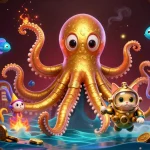 Spin the slot machines while uncovering treasures with kraken and diving cat in vibrant 3D
