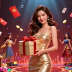 Engage in a thrilling slot depo 5k experience with vibrant visuals of casino excitement and festive elements.