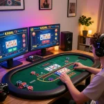 KADAL 778 online gaming interface with player engaging in casino strategy at home