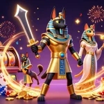 Experience massive wins at depo 10k with 3D Egyptian warrior and vibrant casino elements.