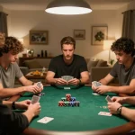 LGO GOAL poker night with friends showcasing strategic hands and colorful chips.