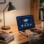 LGO GOAL online poker action showing strategy in a cozy home office.
