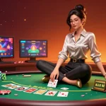 Engage in thrilling casino action with valohoki's interactive high-stakes poker setup, showcasing vibrant gaming details.