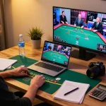 Player engaging with LGOLUX LOGIN during a live dealer game on a laptop