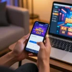 Engaged player preparing for 88Pulsa login on their smartphone, showcasing a dynamic online gambling experience.