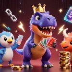 Experience thrilling casino action with SC88 in this vibrant 3D scene featuring a fun dinosaur card game.