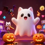Experience thrilling gameplay at 123b with a floating ghost cat and vibrant casino elements.