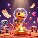 Togel Online Naga303 showcases a Martian gecko winning in a vibrant casino environment.
